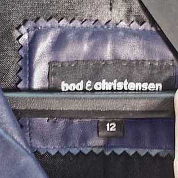 COAT, LAMB LEATHER, BOD AND CHRISTENSEN, TAGS ON, MISSES 12, NAVY, MID CALF - Picture 4 of 7